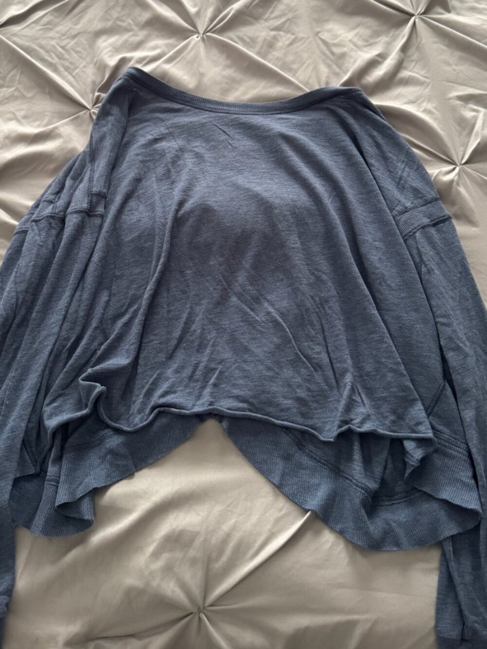 Free People Open Back Long Sleeve Top Navy Blue Size Medium
